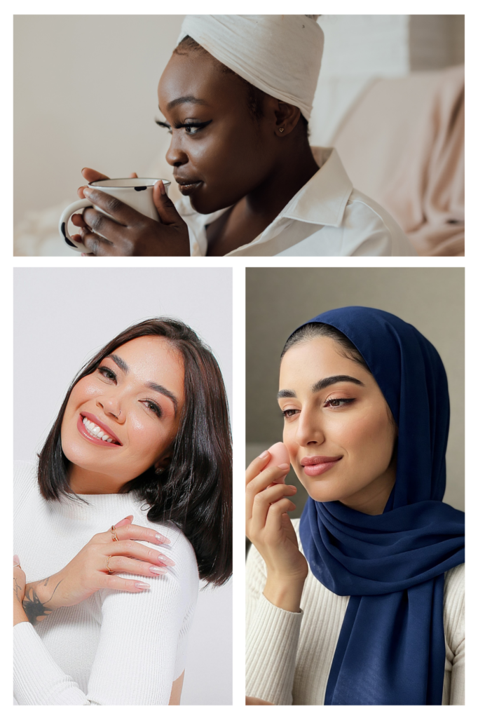 women showing self-love habits